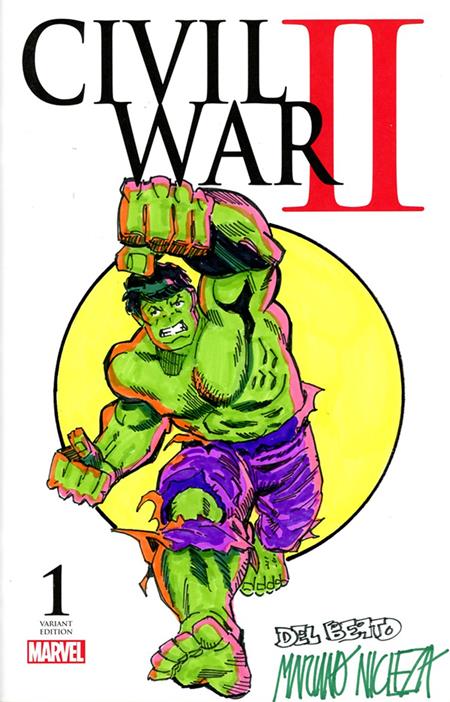 DF MARVEL COMICS COMMISSIONED COVER ART SIGNED AND REMARKED BY MARIANO NICIEZA AND JOE DELBEATO WITH A HULK SKETCH ISBN: 725130369765 - FOC DATE: 10/4/26  - Release Date: 11/25/26