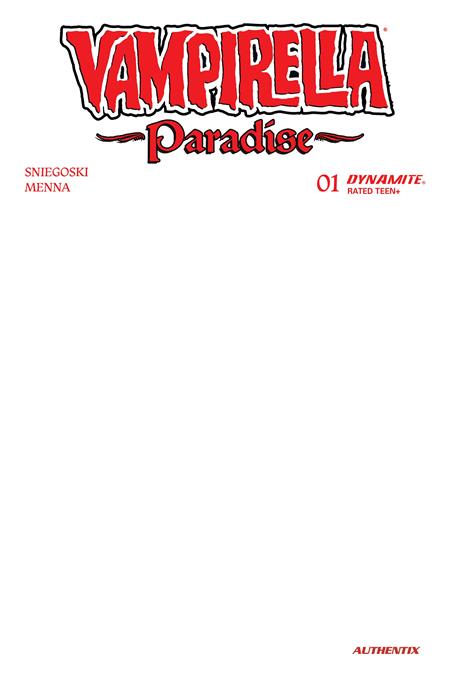 VAMPIRELLA PARADISE #1 CVR G BLANK AUTHENTIX VAR ISBN: 72513036909301071 - FOC DATE: 10/25/26  - Release Date: 11/18/26