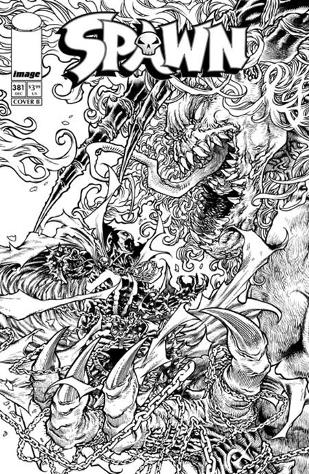 SPAWN #381 CVR B HARVEY TOLIBAO B&W VAR ISBN: 70985300214738121 - FOC DATE: 11/1/26  - Release Date: 11/25/26