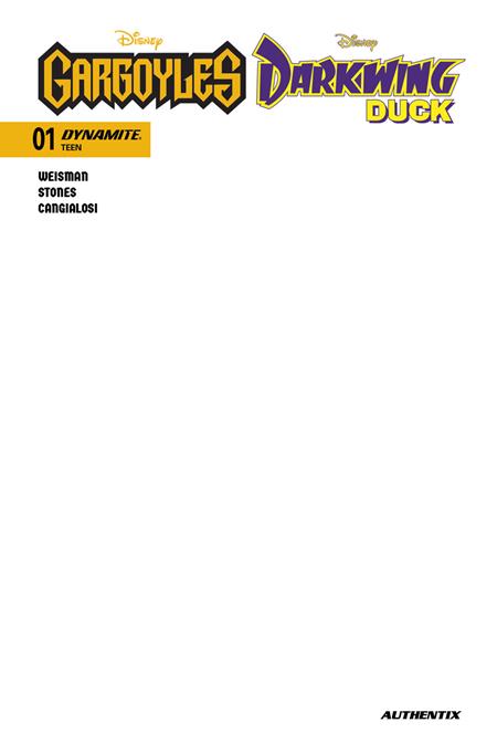 GARGOYLES DARKWING DUCK #1 CVR E BLANK AUTHENTIX VAR ISBN: 72513036250601051 - Release Date: 1/14/26