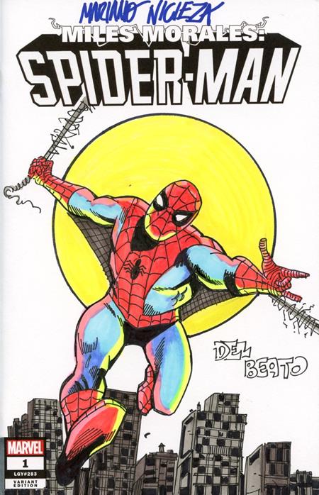 DF MARVEL COMICS COMMISSIONED COVER ART SIGNED AND REMARKED BY MARIANO NICIEZA AND JOE DELBEATO WITH SPIDER-MAN SKETCH ISBN: 72513036329900111 - Release Date: 2/25/26