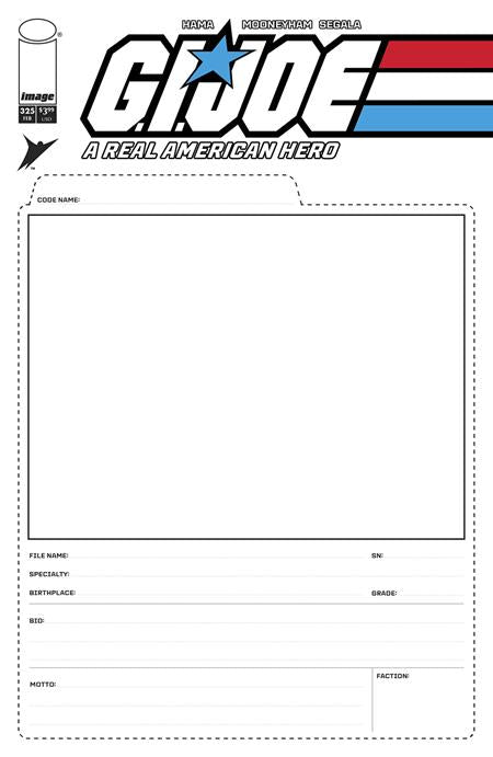 GI JOE A REAL AMERICAN HERO #325 CVR F BLANK SKETCH FILE CARD VAR ISBN: 1225IM0356 - Release Date: 2/11/26