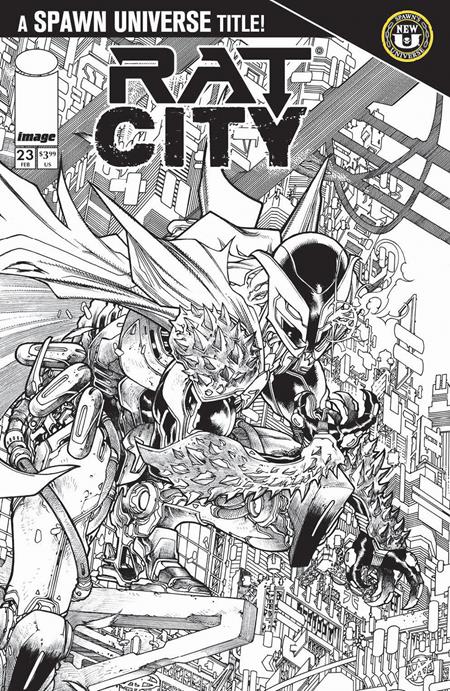 SPAWN RAT CITY #23 CVR B HARVEY TOLIBAO B&W VAR ISBN: 70985303966202321 - FOC DATE: 2/23/26  - Release Date: 3/18/26