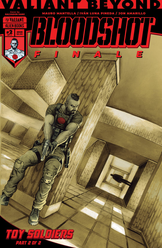 Valiant Beyond: Bloodshot #8--Toy Soldiers #2 Finale Cover A (Sanz) ISBN: 73238818114800811 - FOC DATE: 10/11/26  - Release Date: 11/25/26