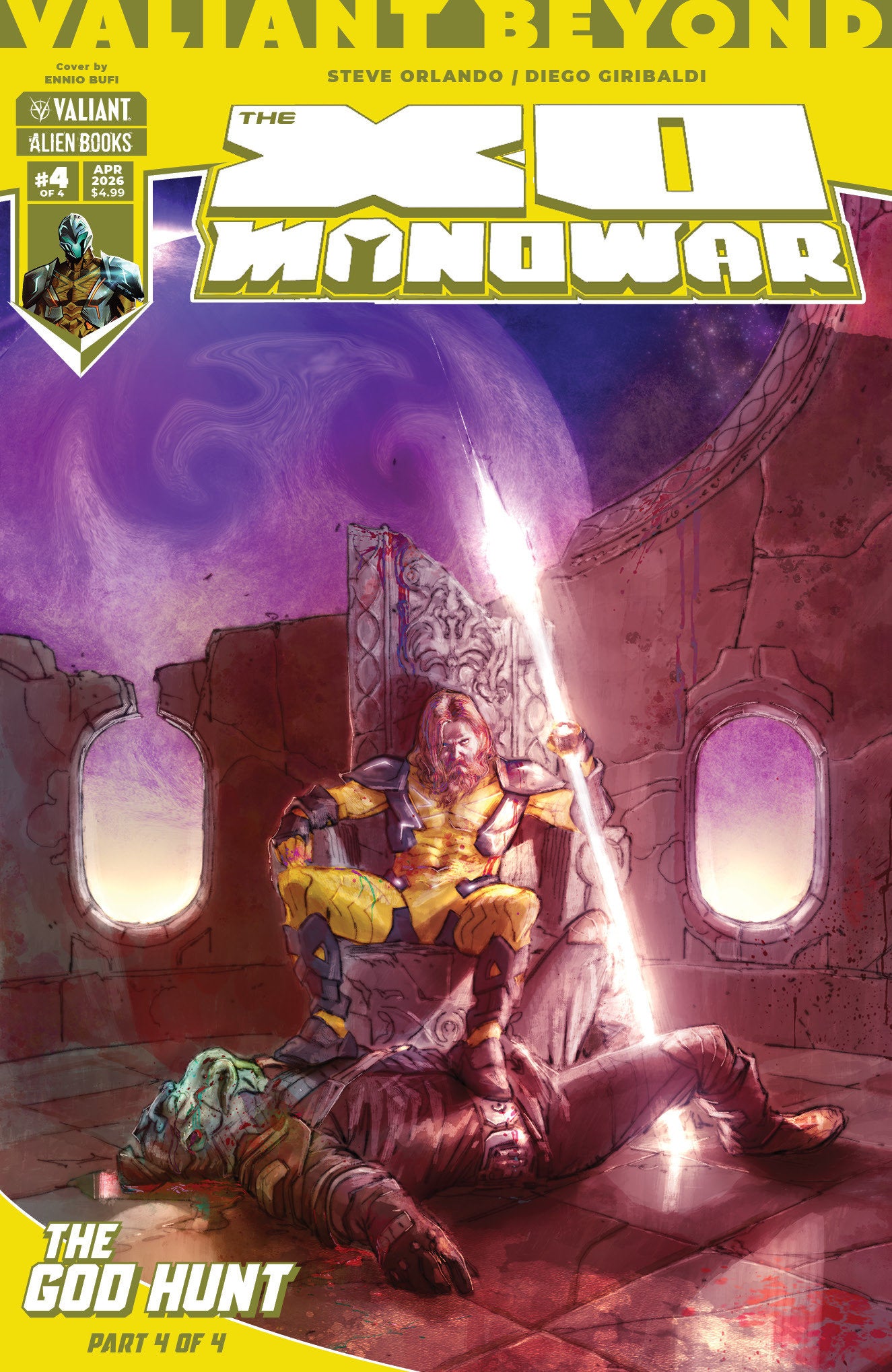 Valiant Beyond: The X-O Manowar #8--The God Hunt #4 Variant B (Bufi) ISBN: 73238818144500821 - FOC DATE: 4/19/26  - Release Date: 5/27/26