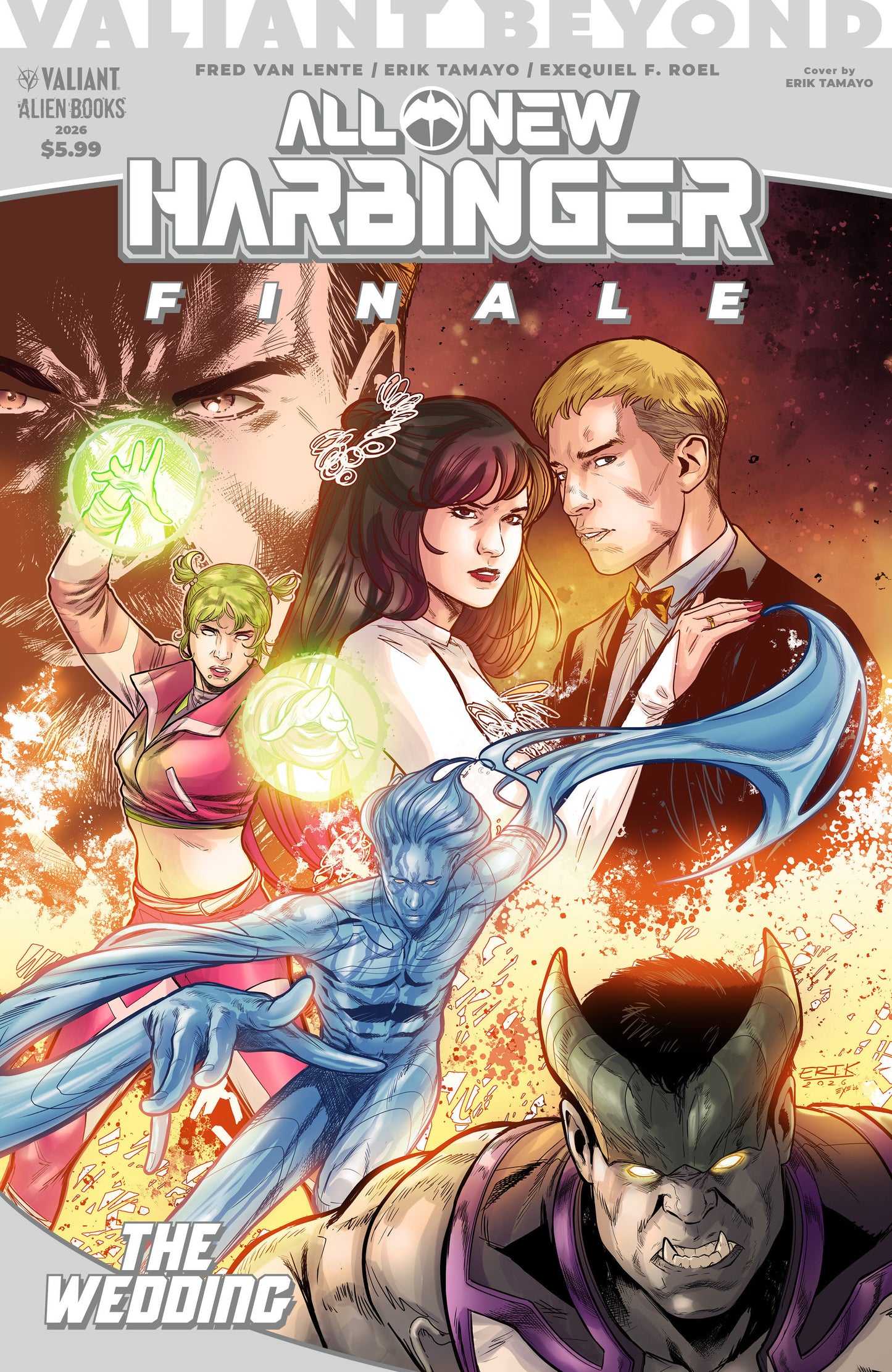 Valiant Beyond: All-New Harbinger Finale--The Wedding Cover A (Tamayo) ISBN: 73238818204601011 - FOC DATE: 10/18/26  - Release Date: 12/2/26