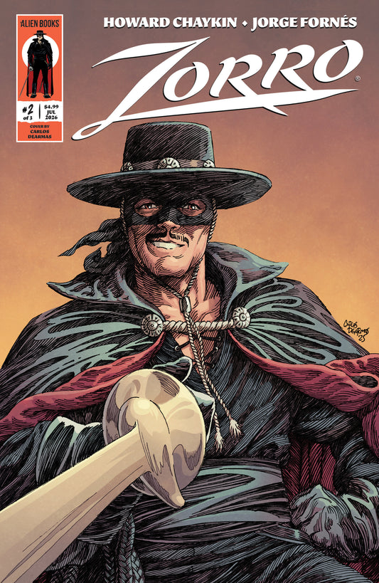 Zorro #2 Variant B (Dearmas) ISBN: 73238818464400221 - FOC DATE: 5/24/26  - Release Date: 7/1/26