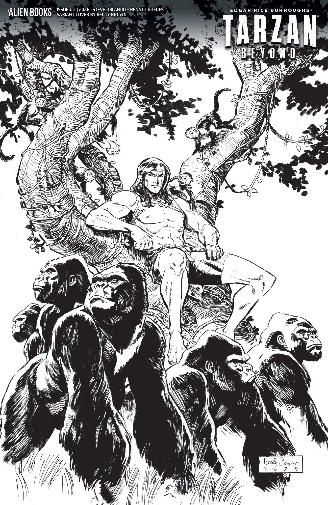 Tarzan Beyond #2 Variant D (Brown B&W) ISBN: 73238818474300241 - FOC DATE: 6/14/26  - Release Date: 7/22/26