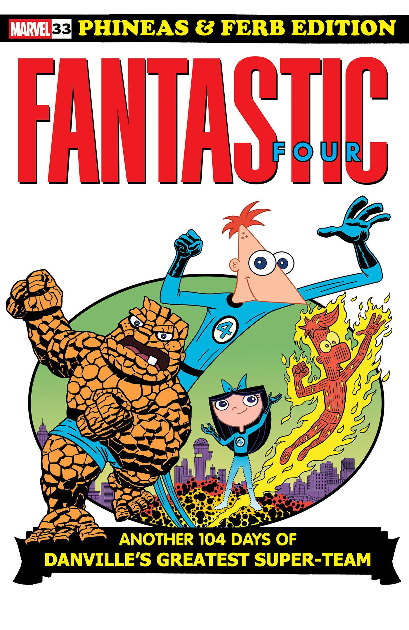 FANTASTIC FOUR #33 DAN POVENMIRE PHINEAS AND FERB VARIANT [DOOM]  - Release Date:  6/25/25