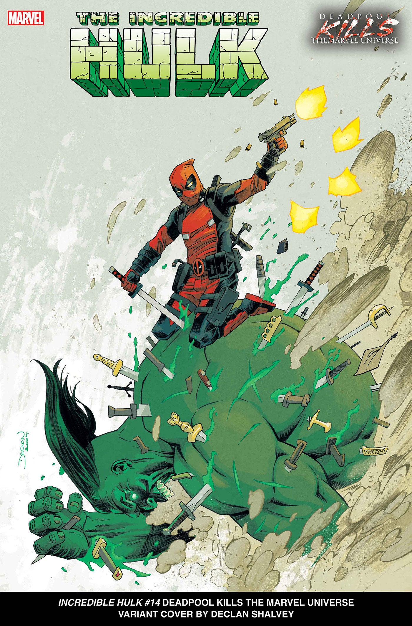 INCREDIBLE HULK #14 DECLAN SHALVEY DEADPOOL KILLS THE MARVEL UNIVERSE VARIANT [D PWX] - Release Date:  7/17/24
