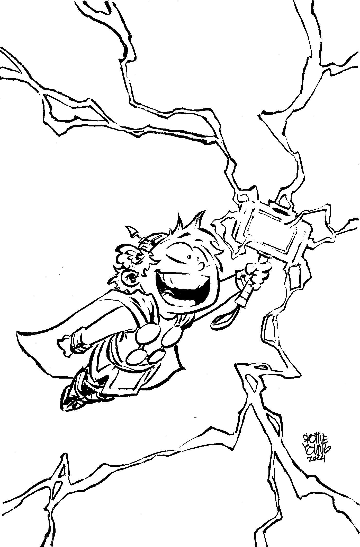 1:50 IMMORTAL THOR #12 SKOTTIE YOUNG'S BIG MARVEL VIRGIN BLACK AND WHITE VARIANT - Release Date:  6/19/24