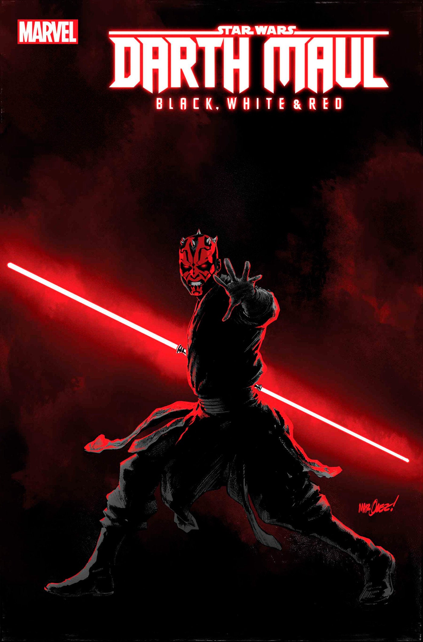 1:25 STAR WARS: DARTH MAUL - BLACK, WHITE & RED #2 DAVID MARQUEZ VARIANT - Release Date:  5/29/24