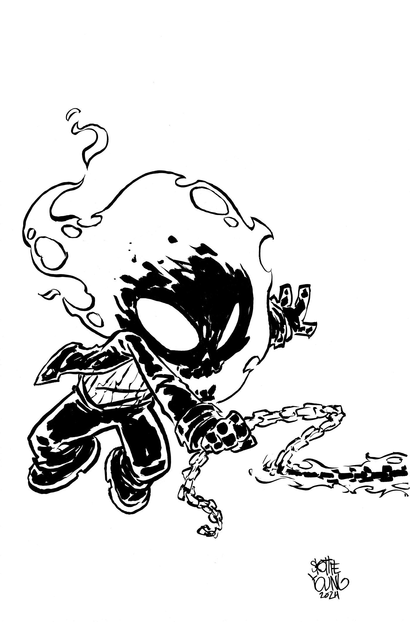 1:50 GHOST RIDER: FINAL VENGEANCE #4 SKOTTIE YOUNG'S BIG MARVEL VIRGIN BLACK AND WHIT E VARIANT - Release Date:  6/5/24