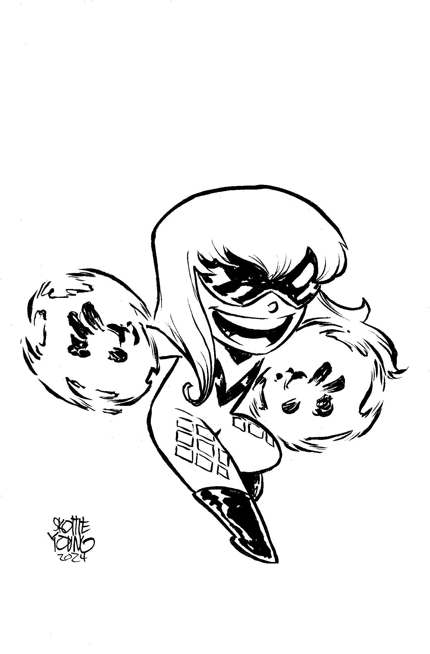 1:50 JACKPOT & BLACK CAT #4 SKOTTIE YOUNG'S BIG MARVEL VIRGIN BLACK AND WHITE VARIANT - Release Date:  6/26/24