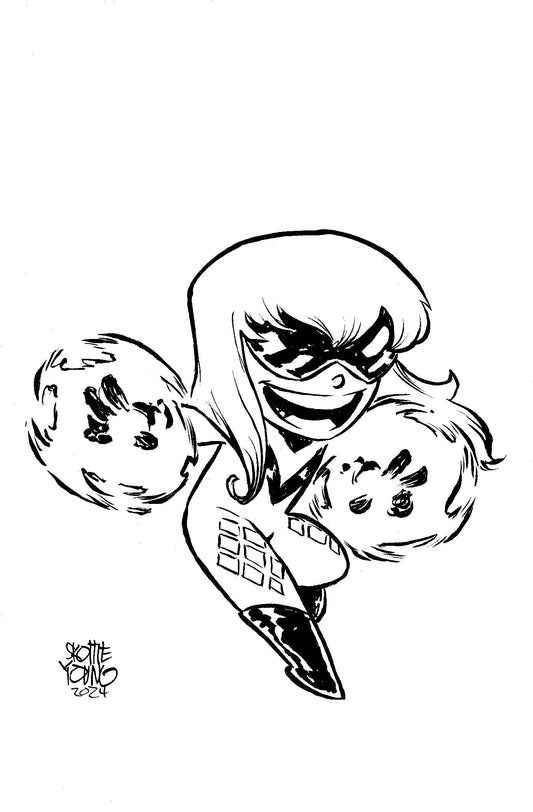 1:50 JACKPOT & BLACK CAT #4 SKOTTIE YOUNG'S BIG MARVEL VIRGIN BLACK AND WHITE VARIANT - Release Date:  6/26/24