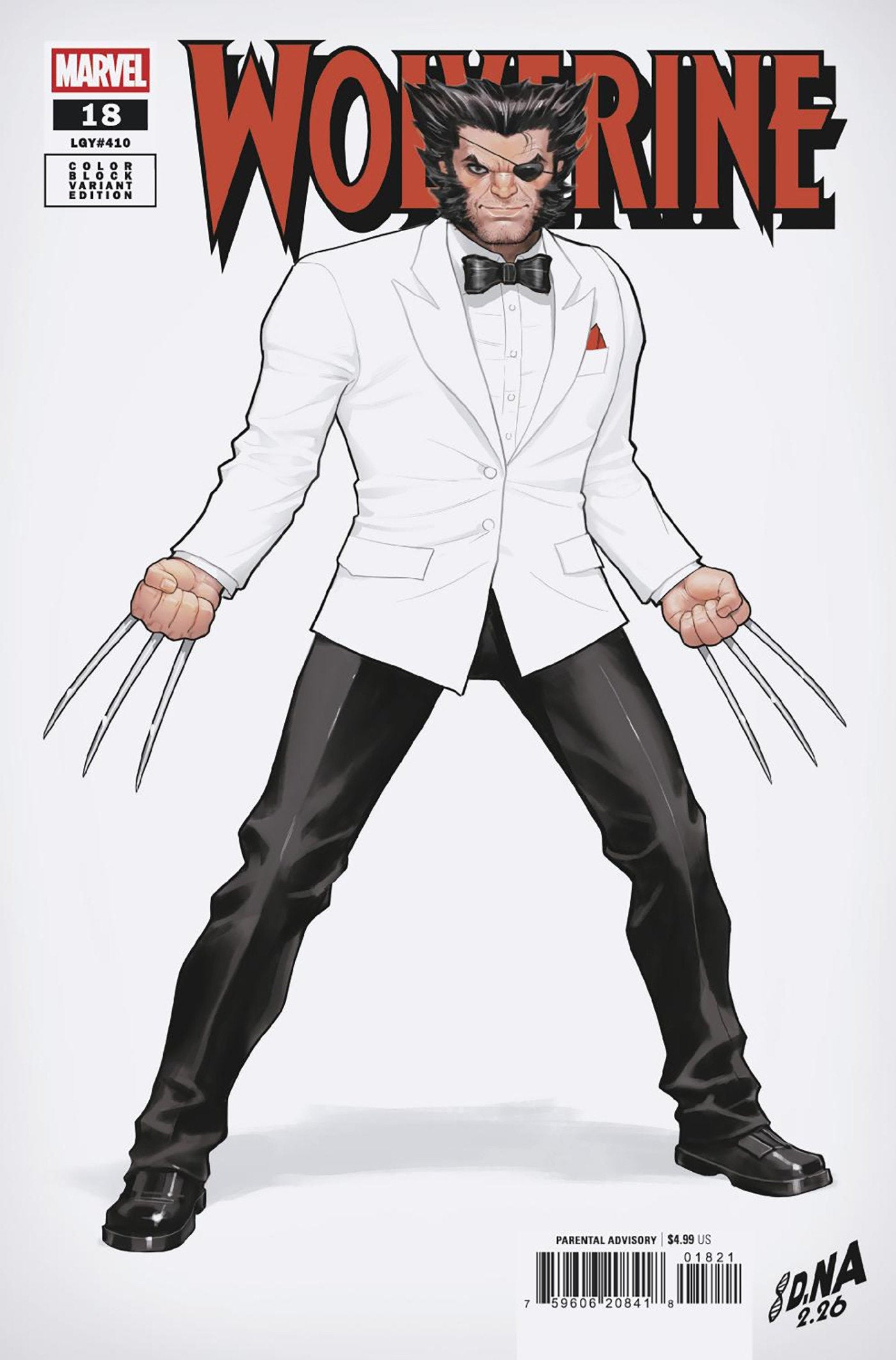 WOLVERINE #18 DAVID NAKAYAMA COLOR BLOCK WHITE VARIANT ISBN: 75960620841801821 - FOC DATE: 3/8/26  - Release Date: 4/8/26