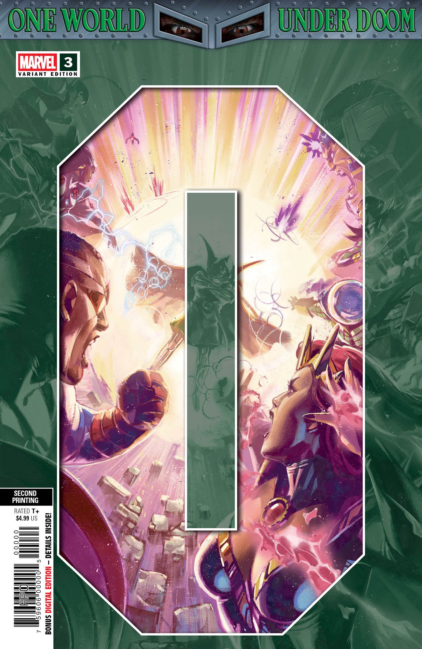 ONE WORLD UNDER DOOM #3 BEN HARVEY 2ND PRINTING VARIANT - ISBN: 75960620860900312 - Release Date:  7/16/25
