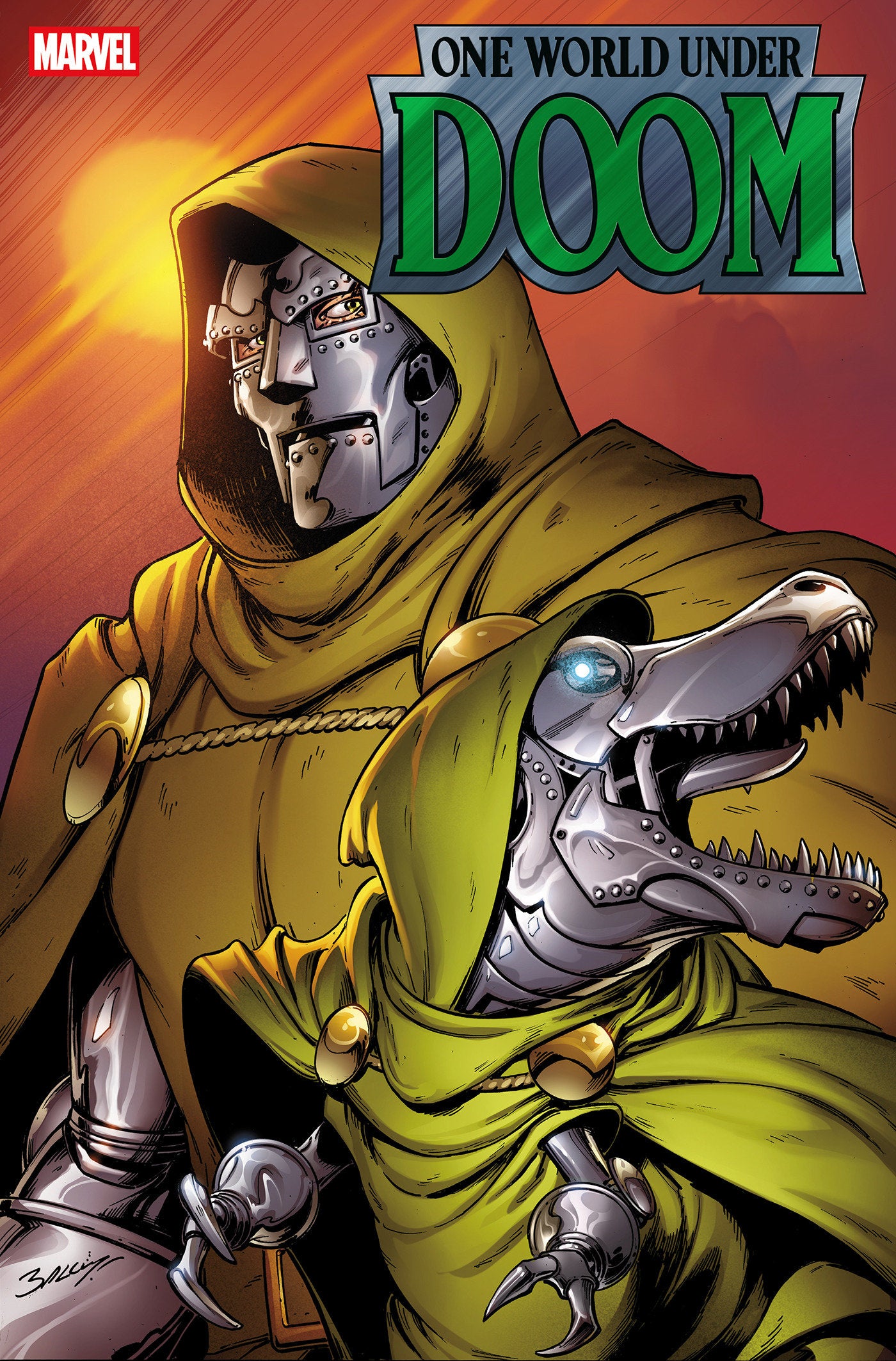 ONE WORLD UNDER DOOM #9 MARK BAGLEY DOOMASAUR VARIANT ISBN: 75960620860900921 - Release Date: 11/19/25