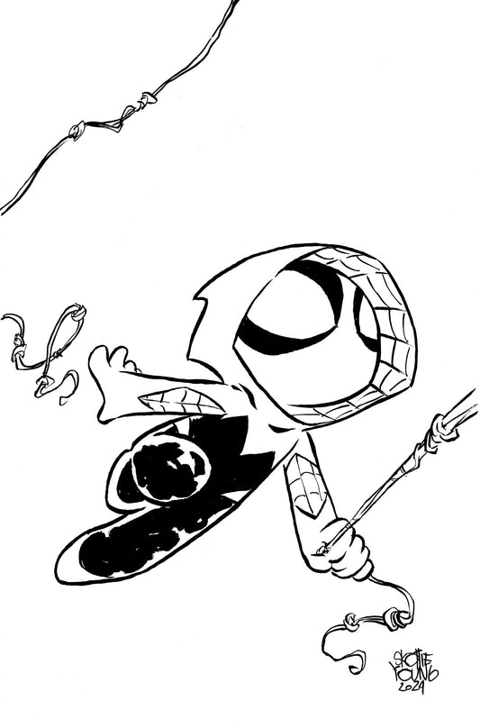 1:50 SPIDER-GWEN: THE GHOST-SPIDER #3 SKOTTIE YOUNG'S BIG MARVEL VIRGIN BLACK AND WHI TE VARIANT [DPWX] -Releases: 7/31/24