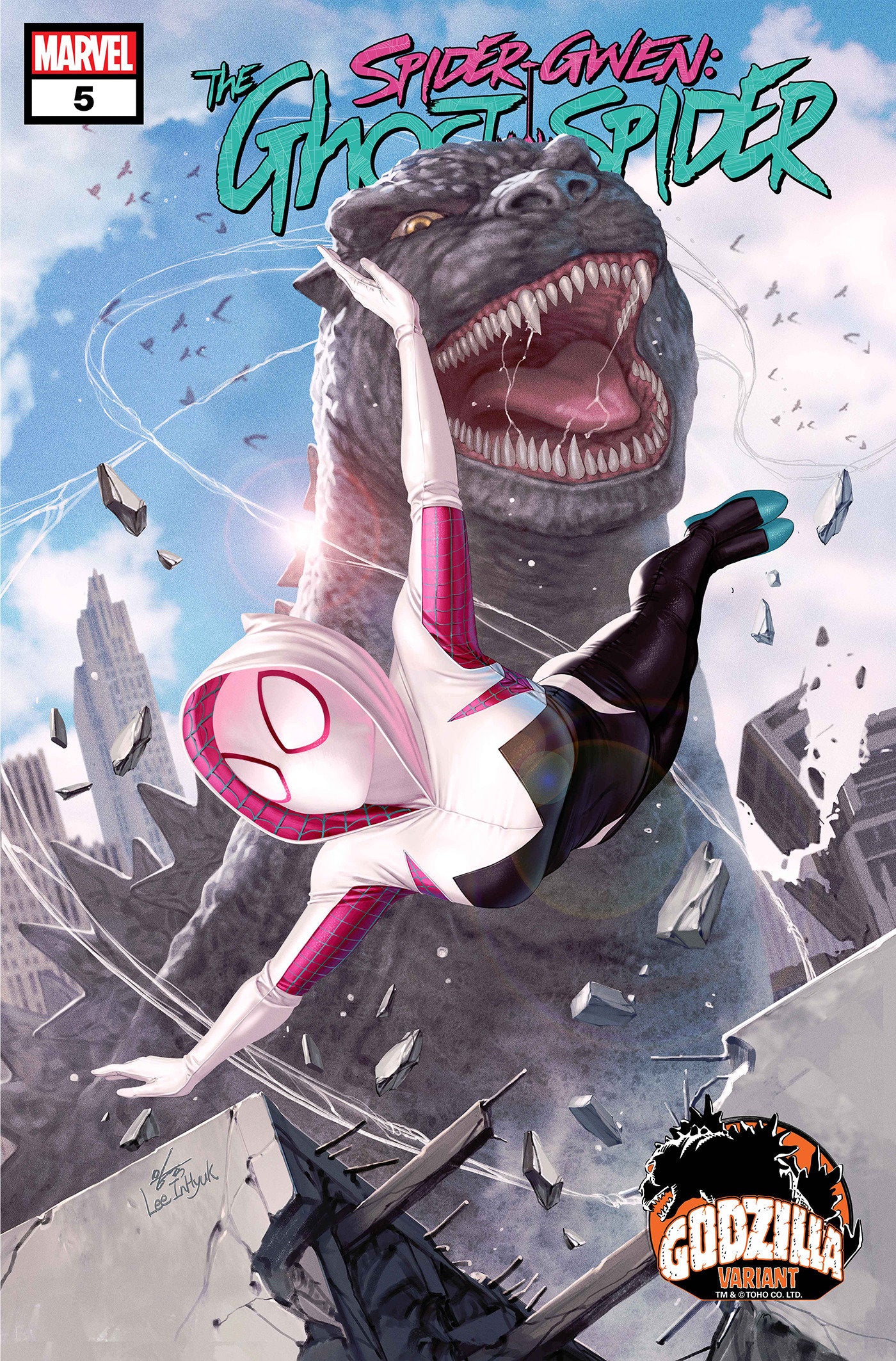 SPIDER-GWEN: THE GHOST-SPIDER #5 INHYUK LEE GODZILLA VARIANT  - Release Date:  9/11/24