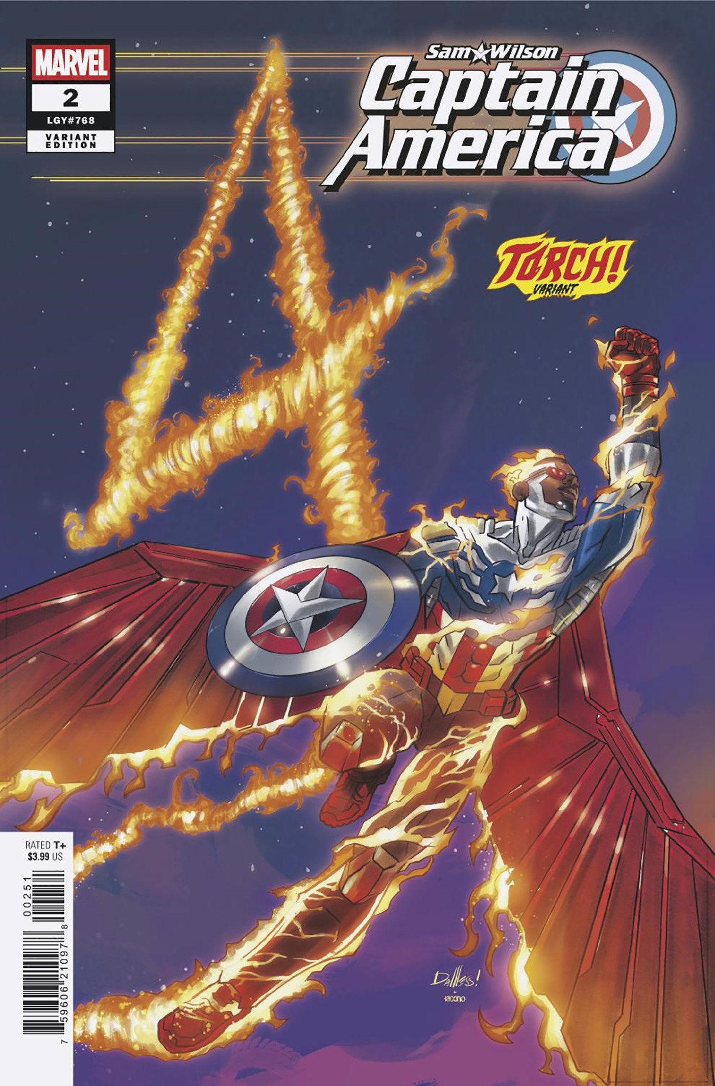 SAM WILSON, CAPTAIN AMERICA #2 DAVID MESSINA TORCH! VARIANT  - Release Date:  2/12/25