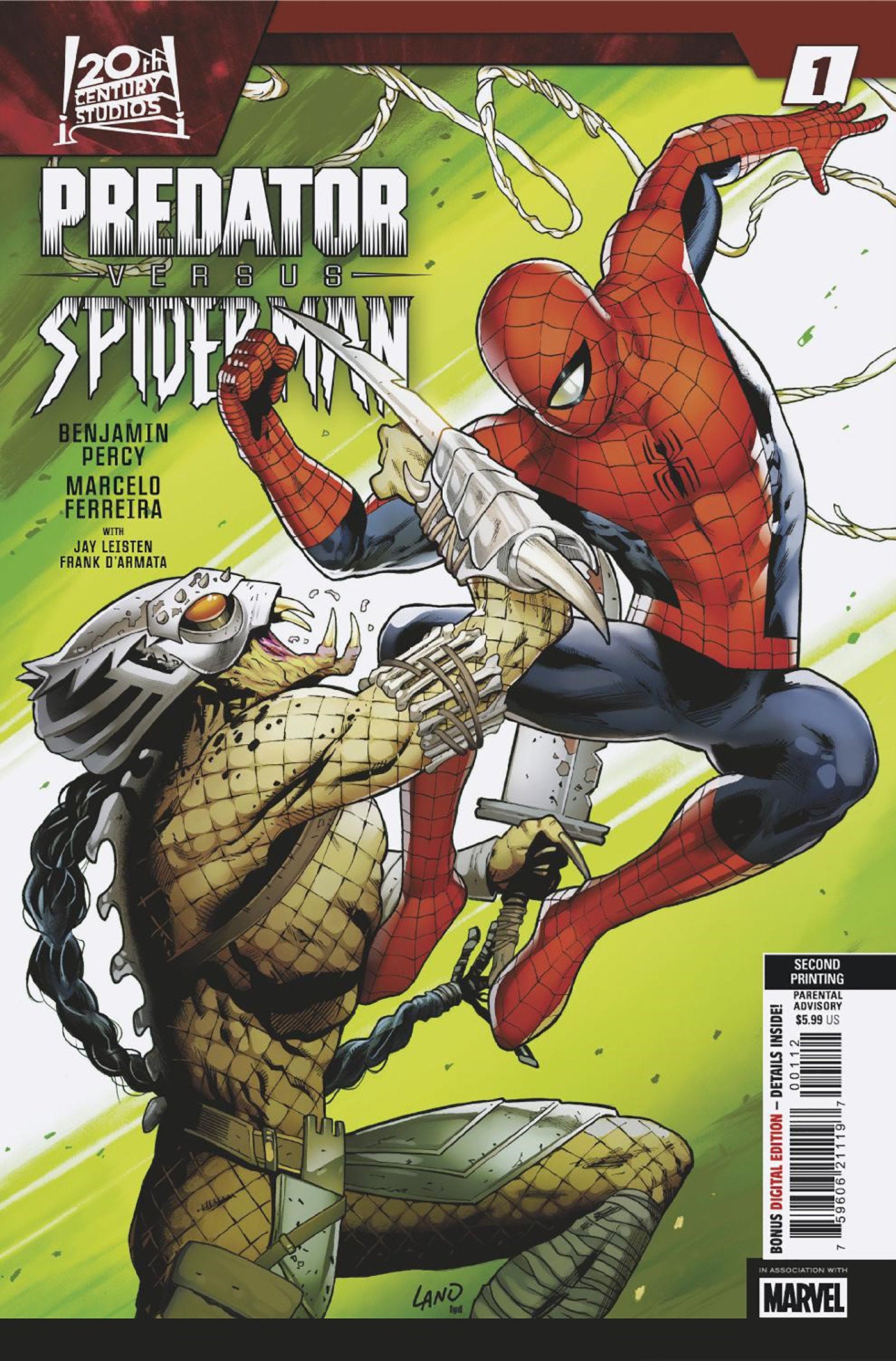 PREDATOR VS. SPIDER-MAN #1 GREG LAND 2ND PRINTING VARIANT  - Release Date:  6/4/25