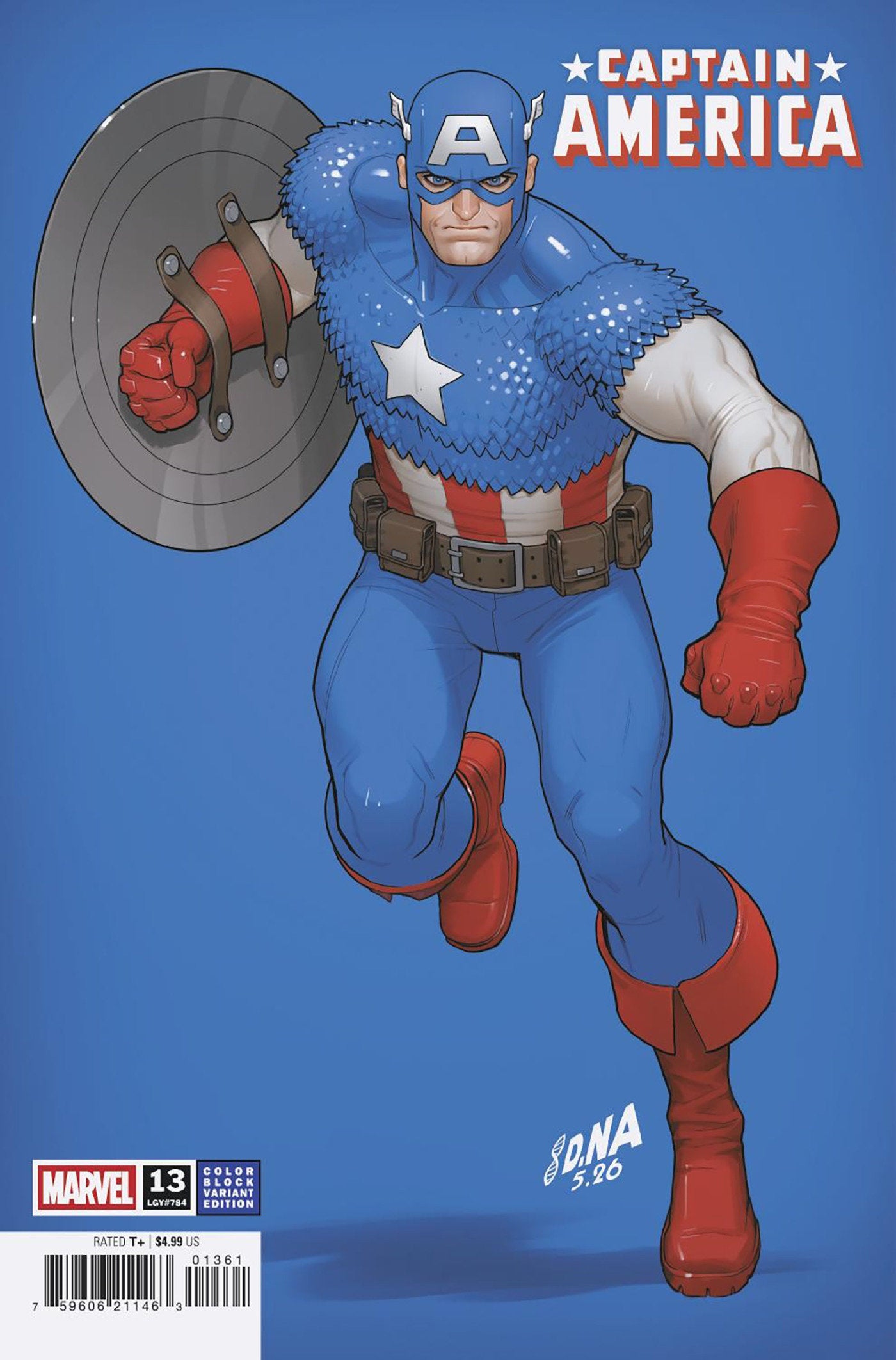 CAPTAIN AMERICA #13 DAVID NAKAYAMA COLOR BLOCK BLUE VARIANT [ARM] ISBN: 75960621146301361 - FOC DATE: 6/14/26  - Release Date: 7/15/26