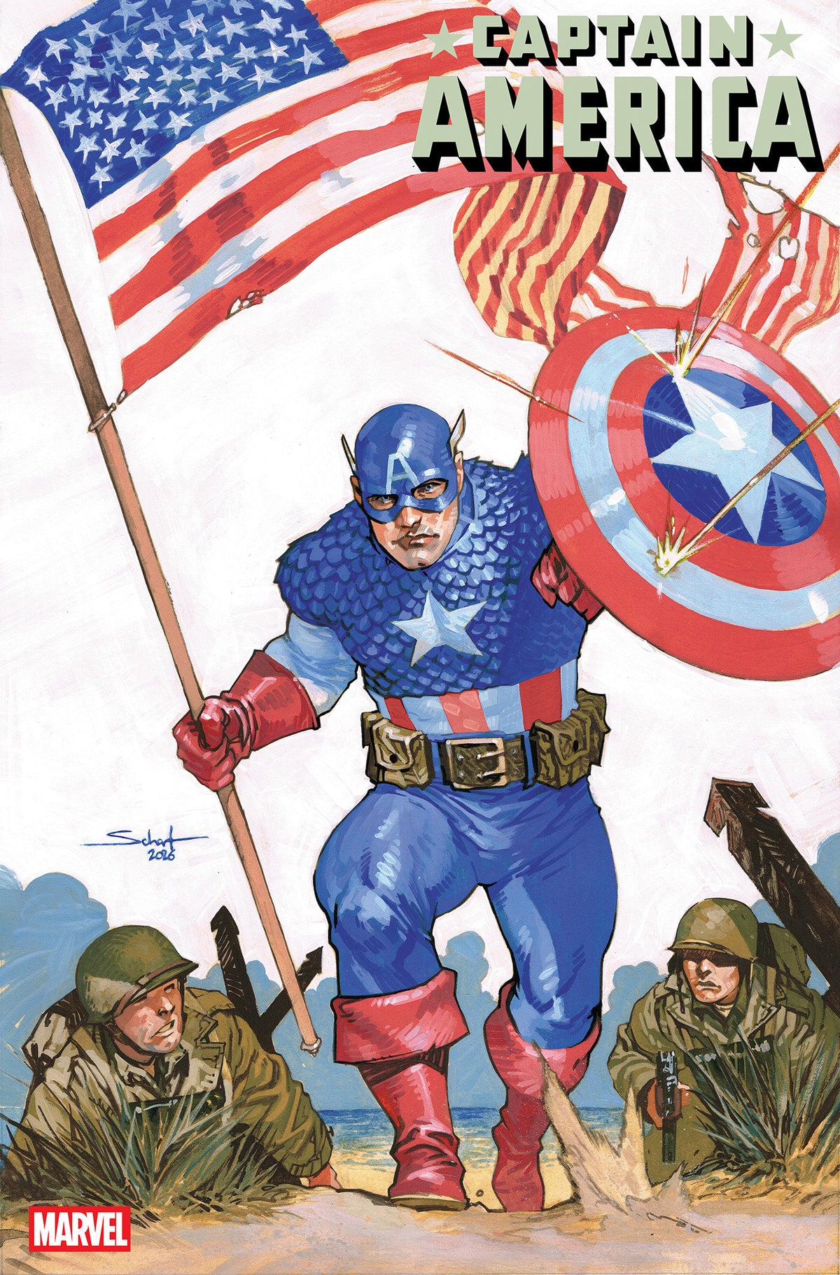 CAPTAIN AMERICA #16 JONAS SCHARF ART STYLE VARIANT ISBN: 75960621146301631 - FOC DATE: 9/27/26  - Release Date: 10/28/26