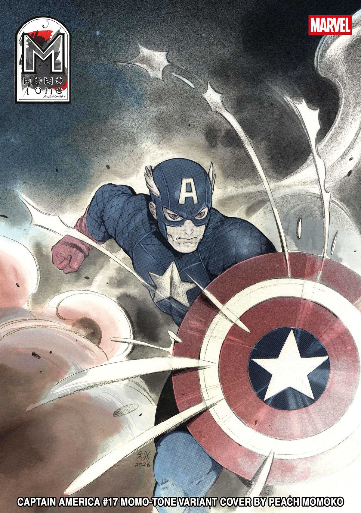 CAPTAIN AMERICA #17 PEACH MOMOKO MOMO-TONE VARIANT ISBN: 75960621146301741 - FOC DATE: 10/4/26  - Release Date: 11/11/26