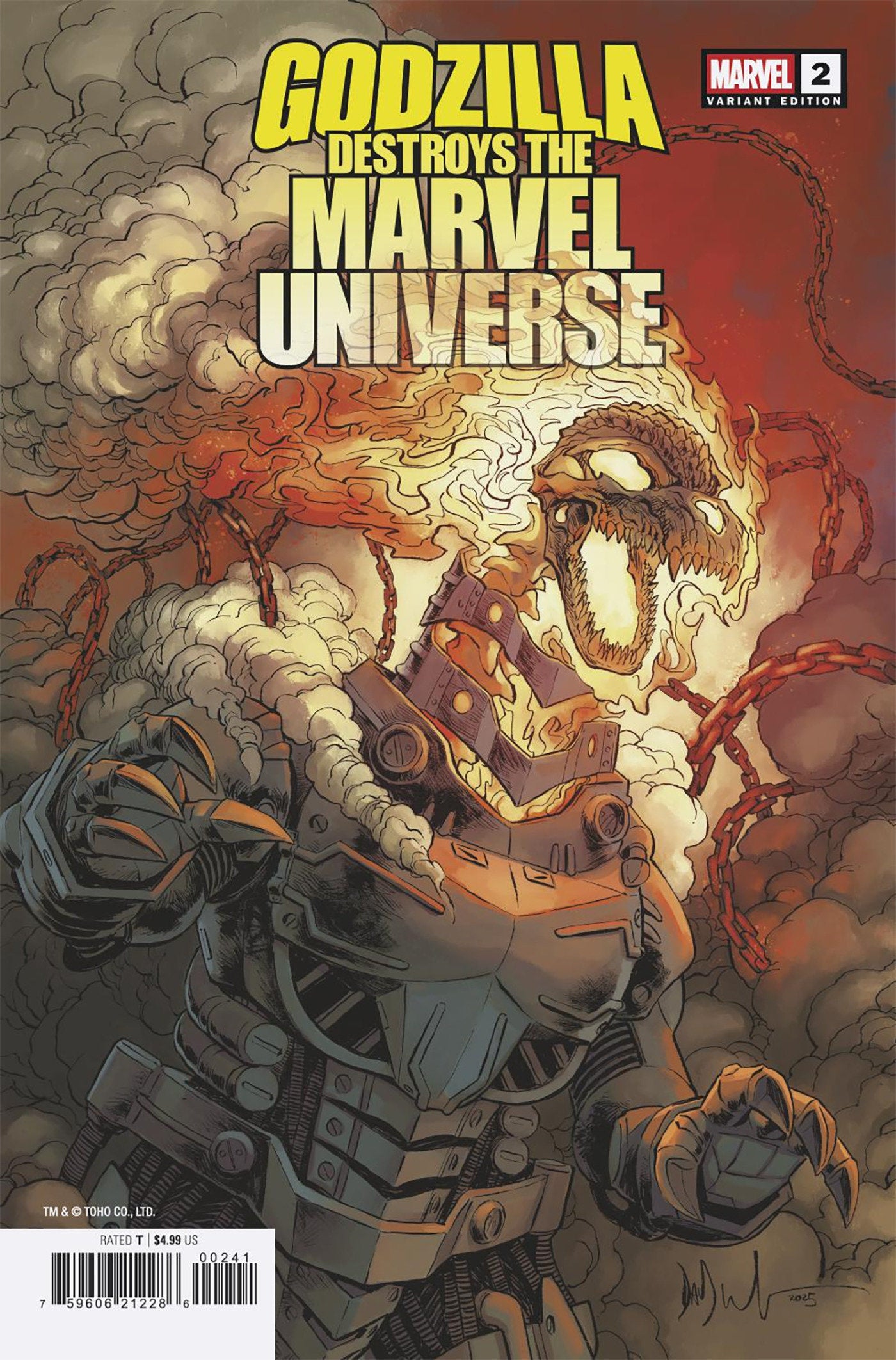 GODZILLA DESTROYS THE MARVEL UNIVERSE #2 DAVE WACHTER MARVELIZED MECHA-GHOST RIDERZILLA VARIANT - ISBN: 75960621228600241 - Release Date:  8/20/25