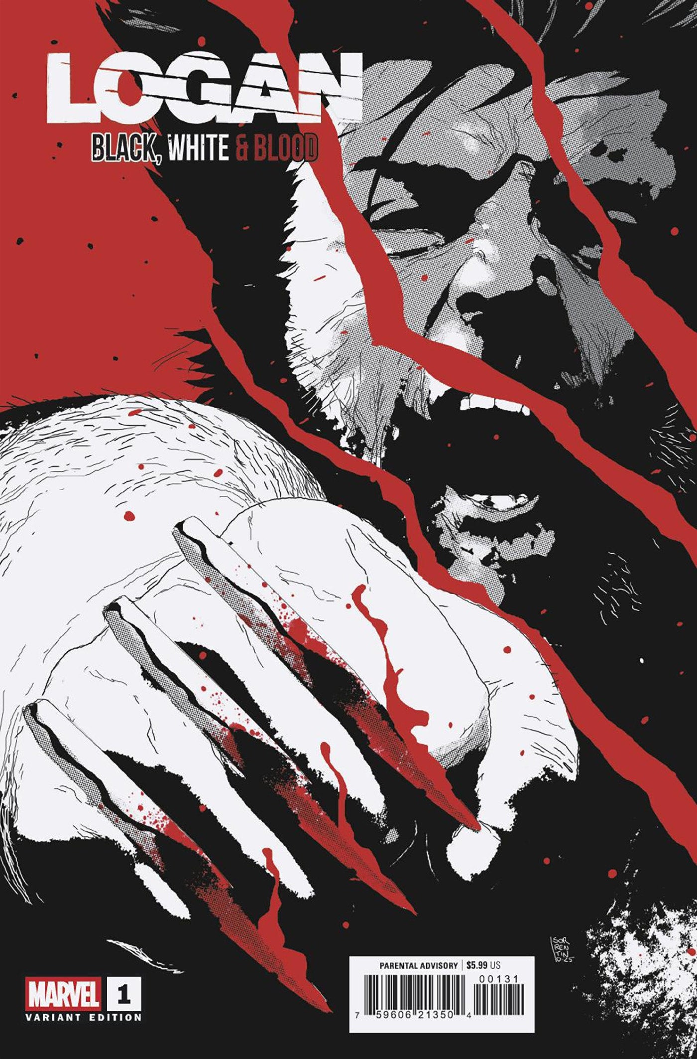 LOGAN: BLACK, WHITE & BLOOD #1 ANDREA SORRENTINO VARIANT ISBN: 75960621350400131 - Release Date: 1/14/26