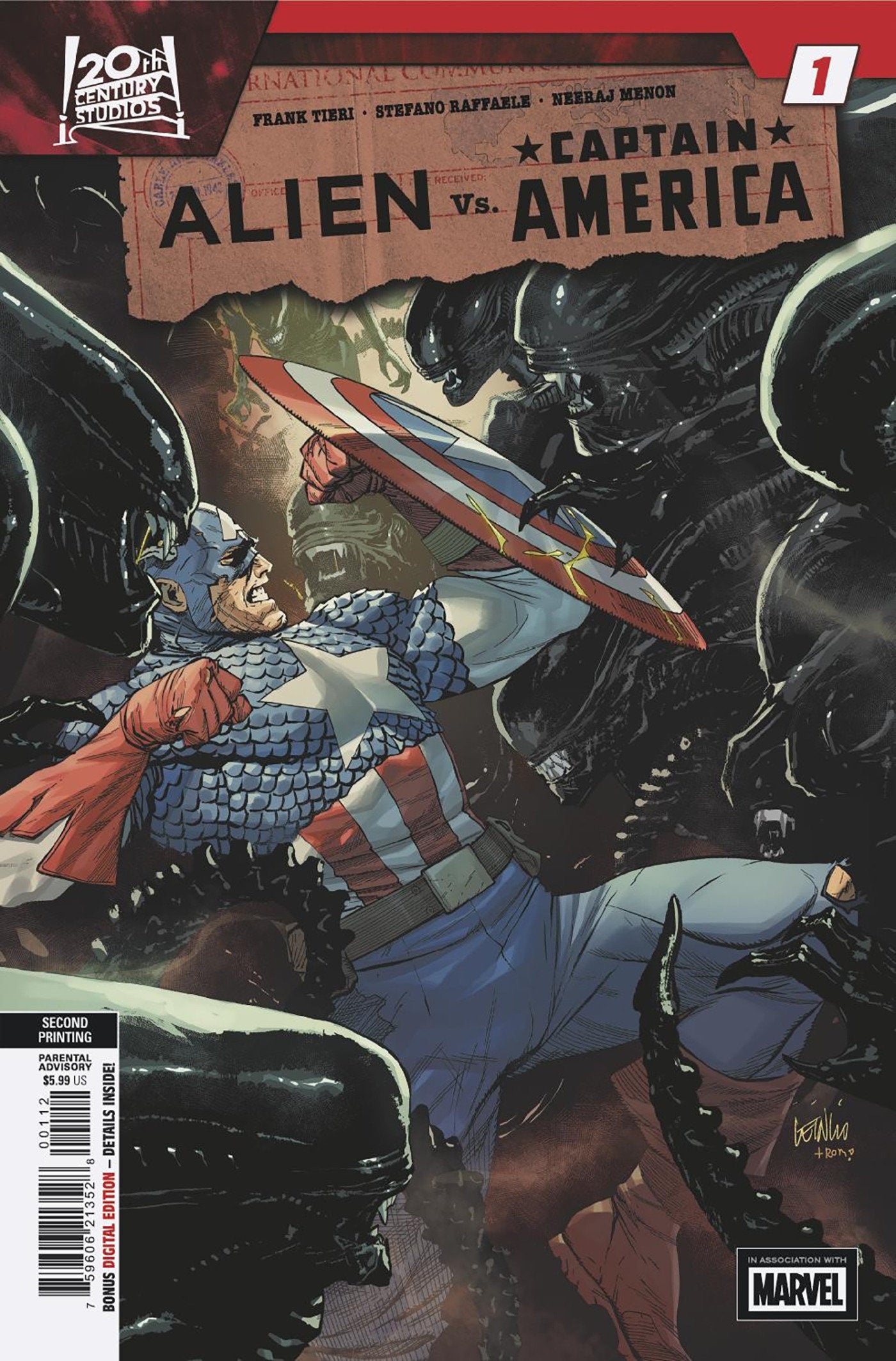 ALIEN VS. CAPTAIN AMERICA #1 LEINIL FRANCIS YU 2ND PRINTING VARIANT ISBN: 75960621352800112 - Release Date: 12/24/25