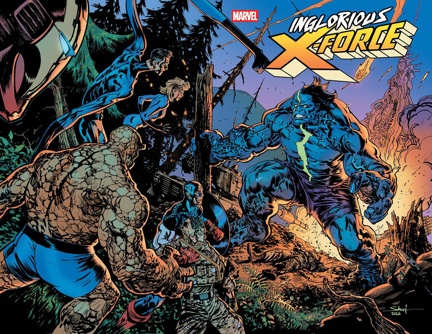 INFERNAL HULK #10 JONAS SCHARF WRAPAROUND BATTLE VARIANT ISBN: 75960621361001051 - FOC DATE: 7/12/26  - Release Date: 8/12/26