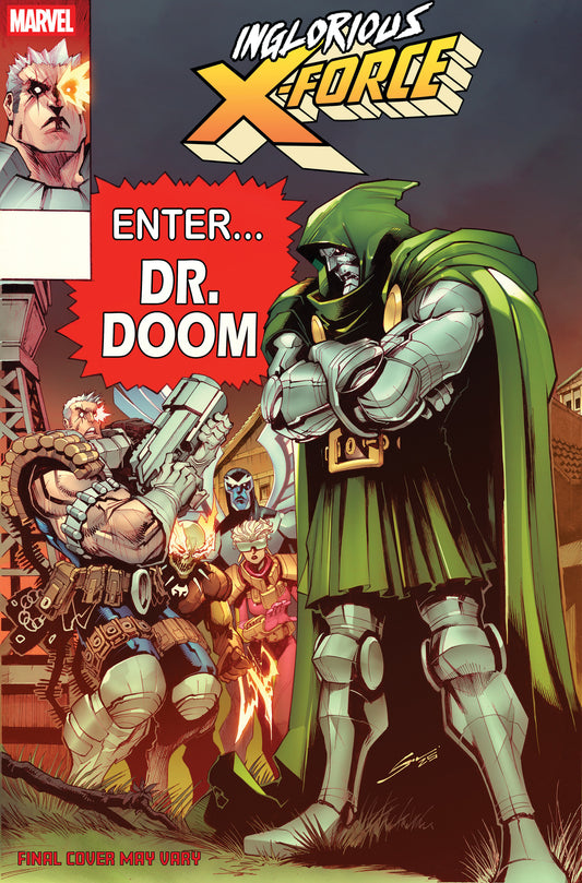 INGLORIOUS X-FORCE #3 GERARDO SANDOVAL DOOM HOMAGE VARIANT ISBN: 75960621362700321 - FOC DATE: 2/23/26  - Release Date: 3/25/26