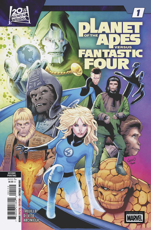 PLANET OF THE APES VS. FANTASTIC FOUR #1 GREG LAND 2ND PRINTING VARIANT ISBN: 75960621389400112 - FOC DATE: 2/16/26  - Release Date: 3/18/26