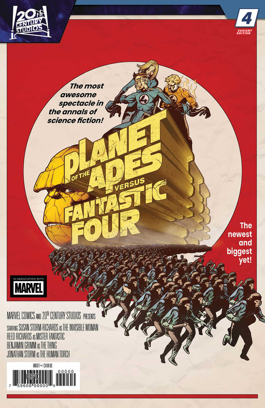 PLANET OF THE APES VS. FANTASTIC FOUR #4 PERE PEREZ MOVIE HOMAGE VARIANT ISBN: 75960621389400431 - FOC DATE: 4/26/26  - Release Date: 5/27/26