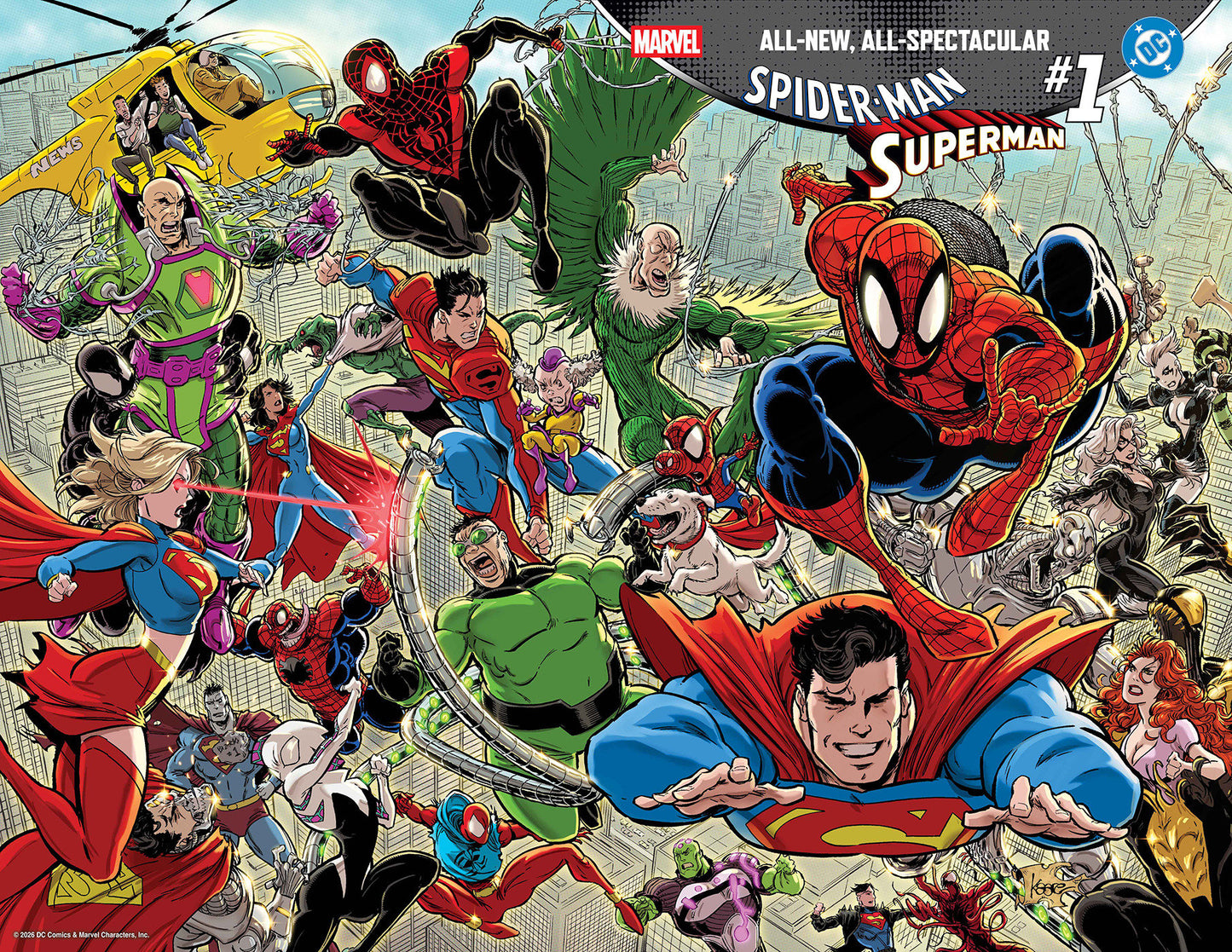 MARVEL/DC: SPIDER-MAN/SUPERMAN #1 KAARE ANDREWS WRAPAROUND VARIANT ISBN: 75960621395500118 - FOC DATE: 3/8/26  - Release Date: 4/22/26