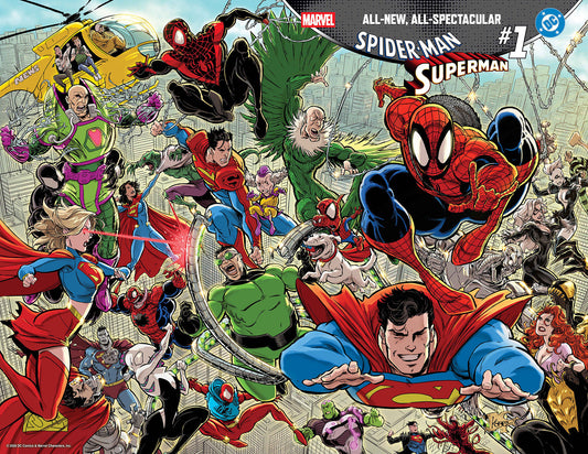 MARVEL/DC: SPIDER-MAN/SUPERMAN #1 KAARE ANDREWS WRAPAROUND VARIANT ISBN: 75960621395500118 - FOC DATE: 3/8/26  - Release Date: 4/22/26