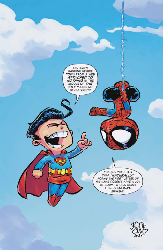 MARVEL/DC: SPIDER-MAN/SUPERMAN #1 SKOTTIE YOUNG VIRGIN VARIANT ISBN: 75960621395500191 - FOC DATE: 3/8/26  - Release Date: 4/22/26
