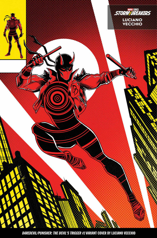 DAREDEVIL/PUNISHER: THE DEVIL'S TRIGGER #1 LUCIANO VECCHIO FROM THE CHAOS A COSTUME VARIANT ISBN: 75960621442600131 - Release Date: 11/26/25