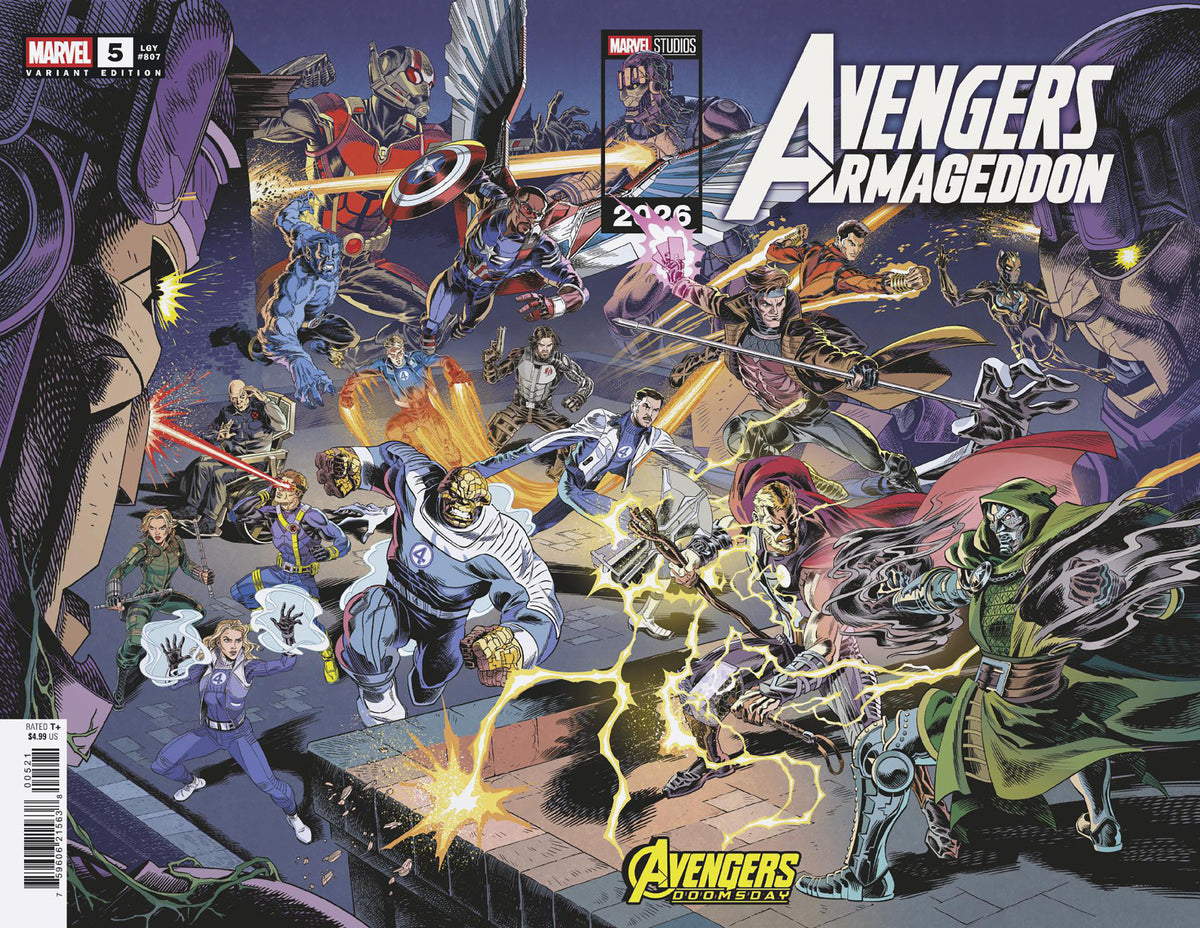 AVENGERS: ARMAGEDDON #5 LEONEL CASTELLANI MARVEL STUDIOS AVENGERS: DOOMSDAY WRAPAROUND VARIANT ISBN: 75960621563800521 - FOC DATE: 9/20/26  - Release Date: 10/21/26