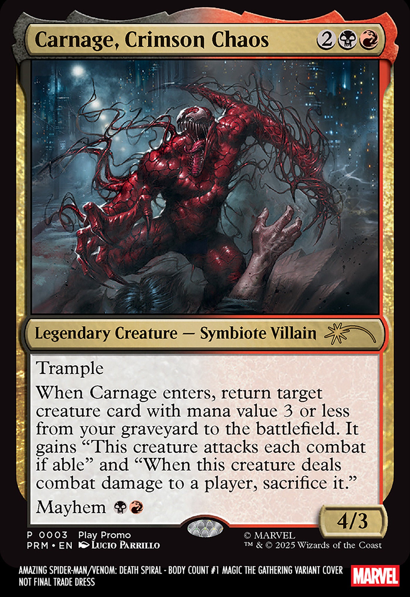 AMAZING SPIDER-MAN/VENOM: DEATH SPIRAL - BODY COUNT #1 LUCIO PARRILLO MAGIC: THE GATHERING VARIANT [DS] ISBN: 75960621648200151 - FOC DATE: 4/12/26  - Release Date: 5/13/26