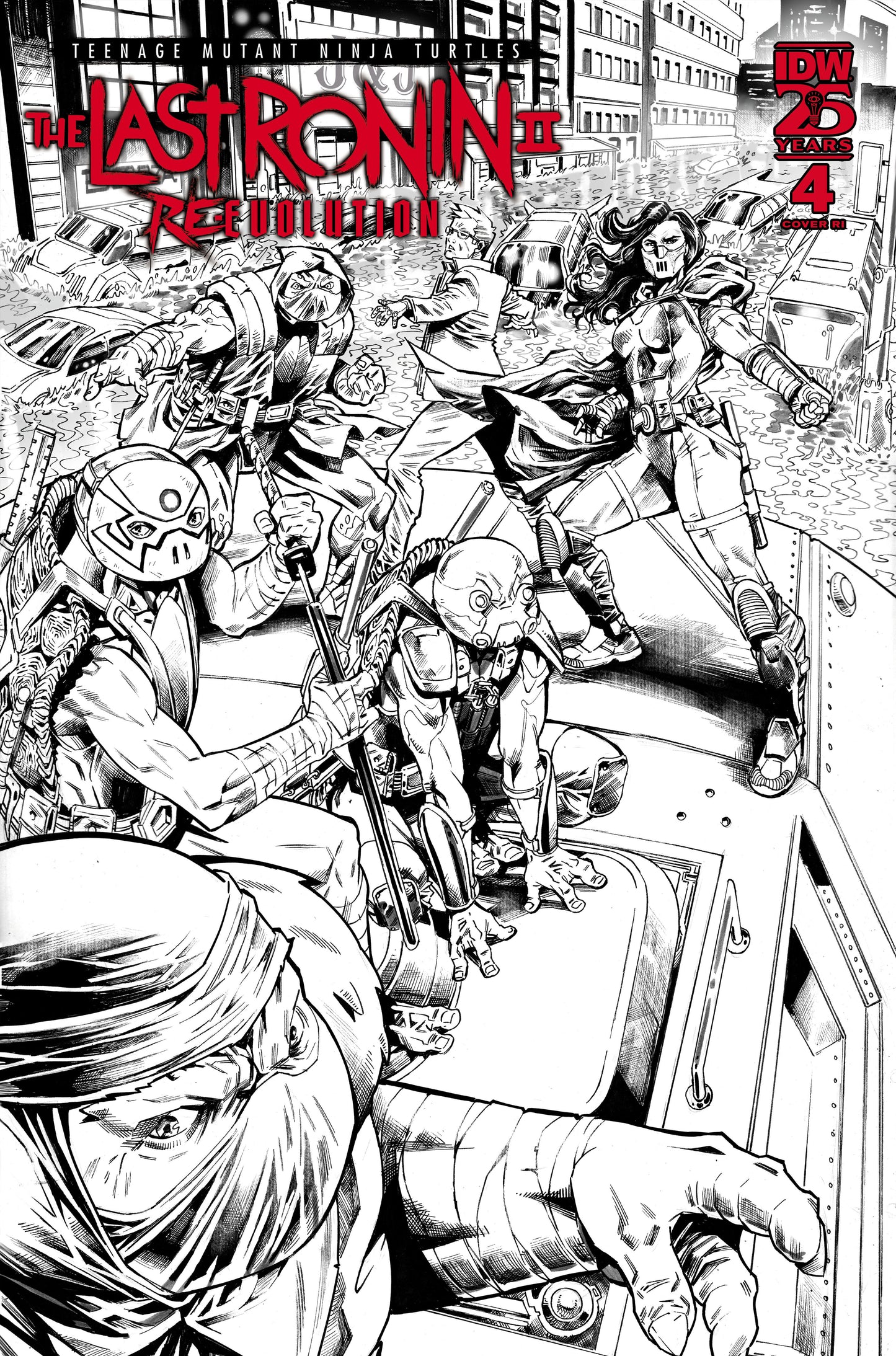 1:75 Teenage Mutant Ninja Turtles: The Last Ronin II--Re-Evolution #4 Variant RI (75)   (Escorzas B&W)  - Release Date:  1/8/25