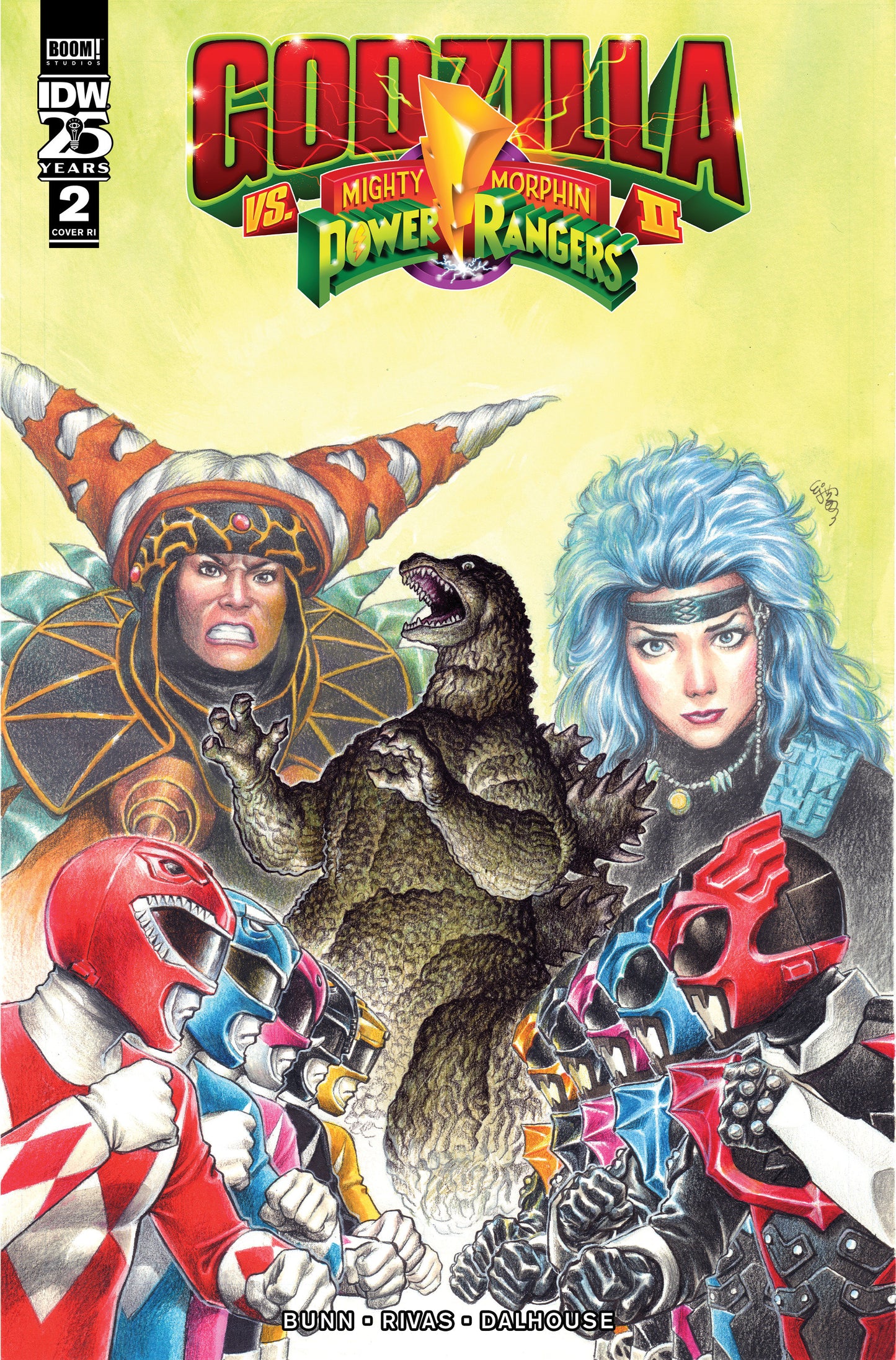 1:10 Godzilla Vs. The Mighty Morphin Power Rangers II #2 Variant RI (10) (Su) - Release Date:  5/15/24