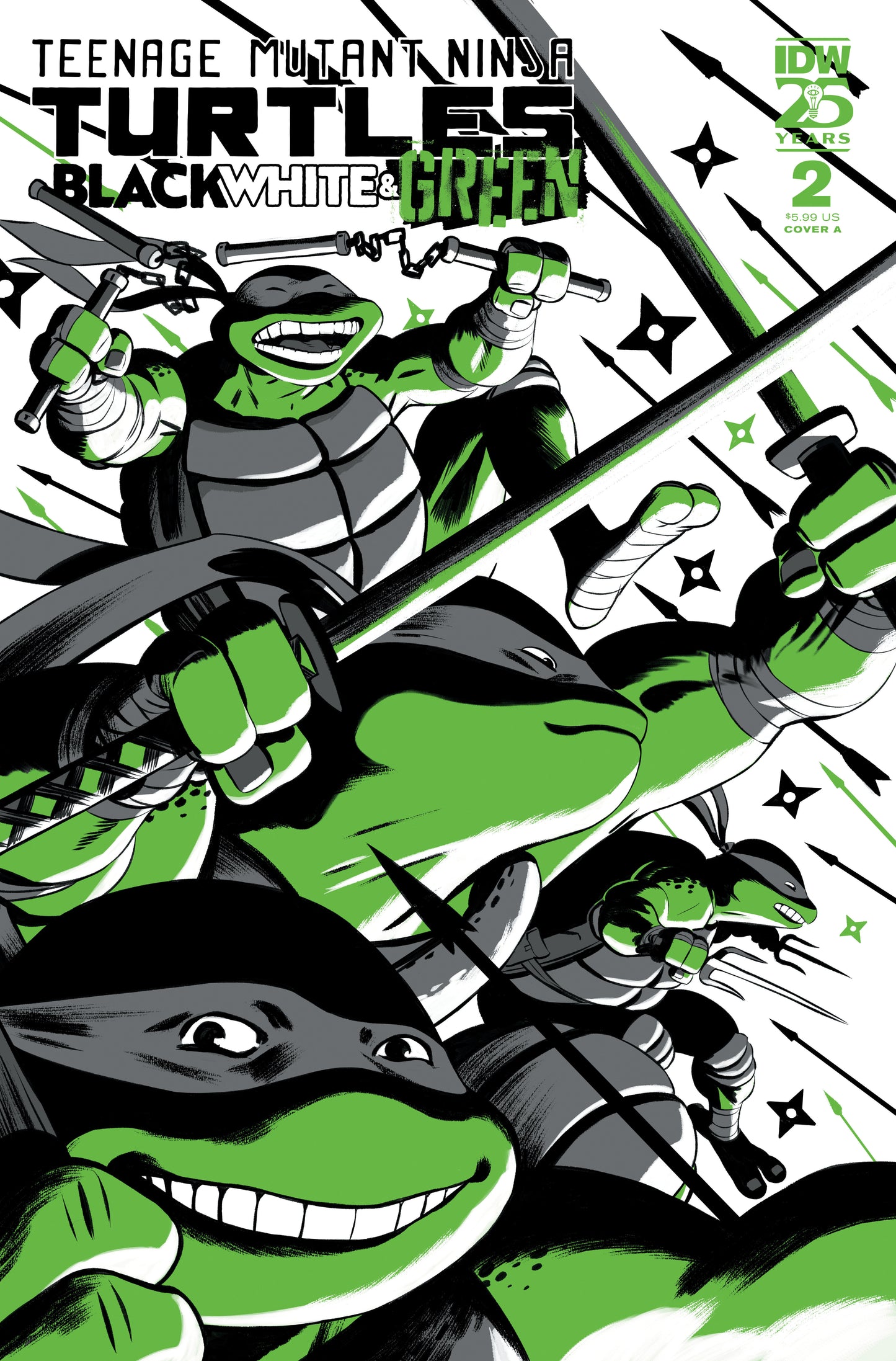 Teenage Mutant Ninja Turtles: Black, White, and Green #2 Cover A (Rodríguez) - Release Date:  6/19/24