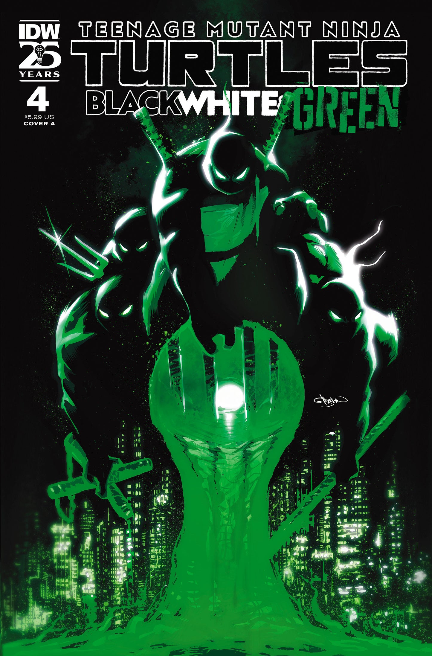 Teenage Mutant Ninja Turtles: Black, White, and Green #4 Cover A (Gleason)  - Release Date: 8/28/24
