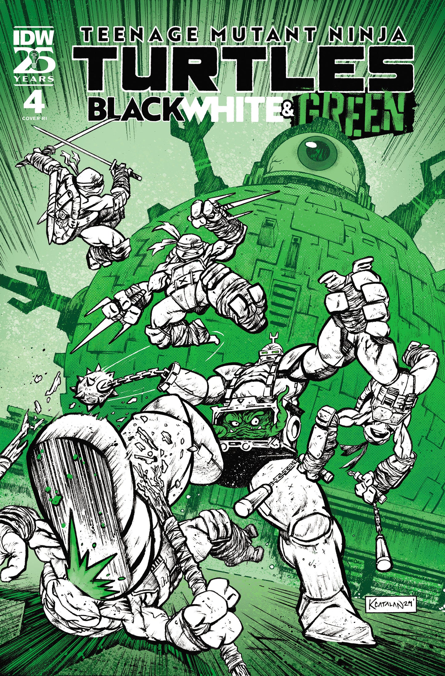 1:10 Teenage Mutant Ninja Turtles: Black, White, and Green #4 Variant RI (10) (Catalan Foil Variant),  - Release Date: 8/28/24