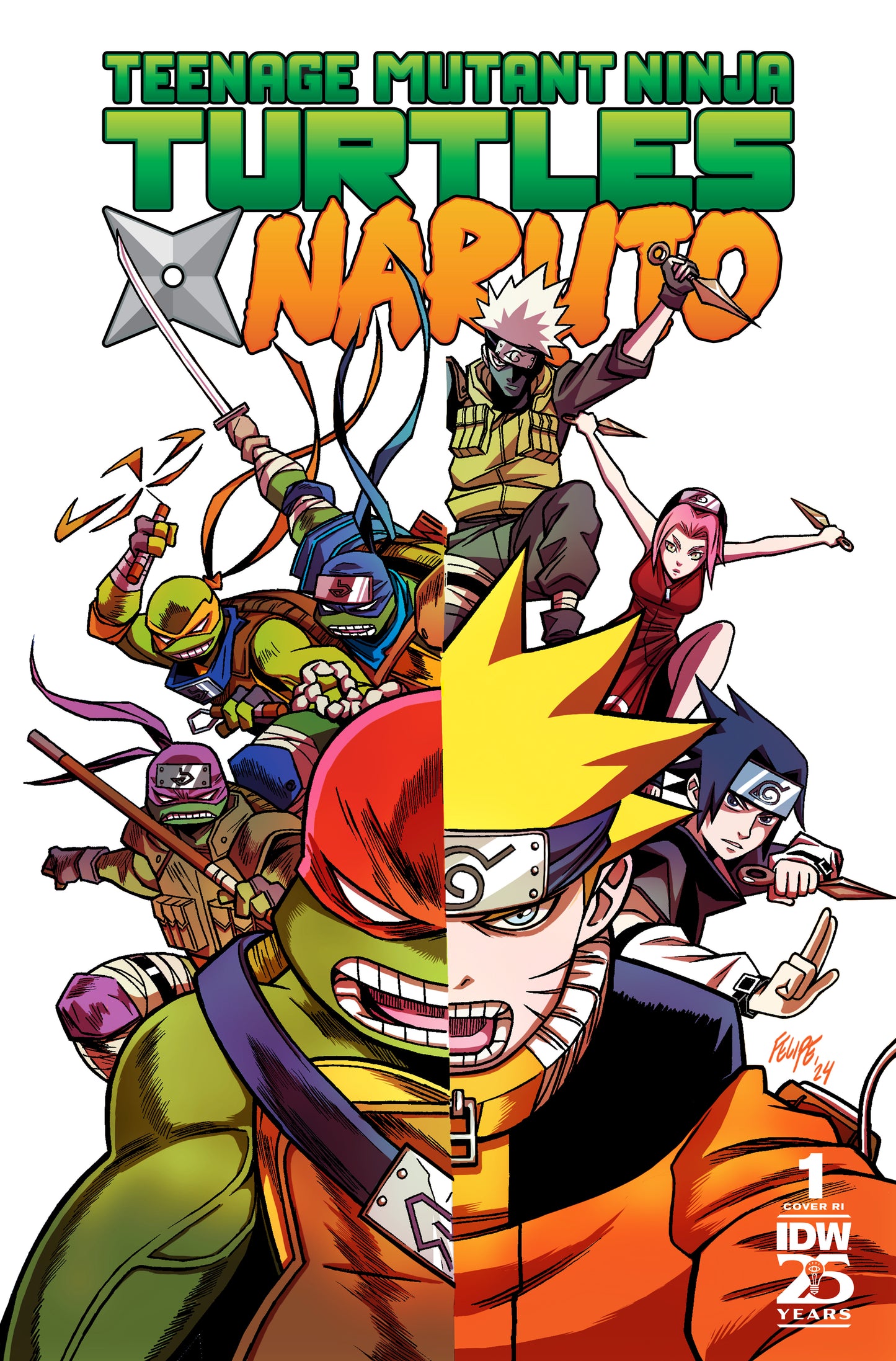 1:25 Teenage Mutant Ninja Turtles x Naruto #1 Variant RI (25) (Smith)  - Release Date:  11/20/24