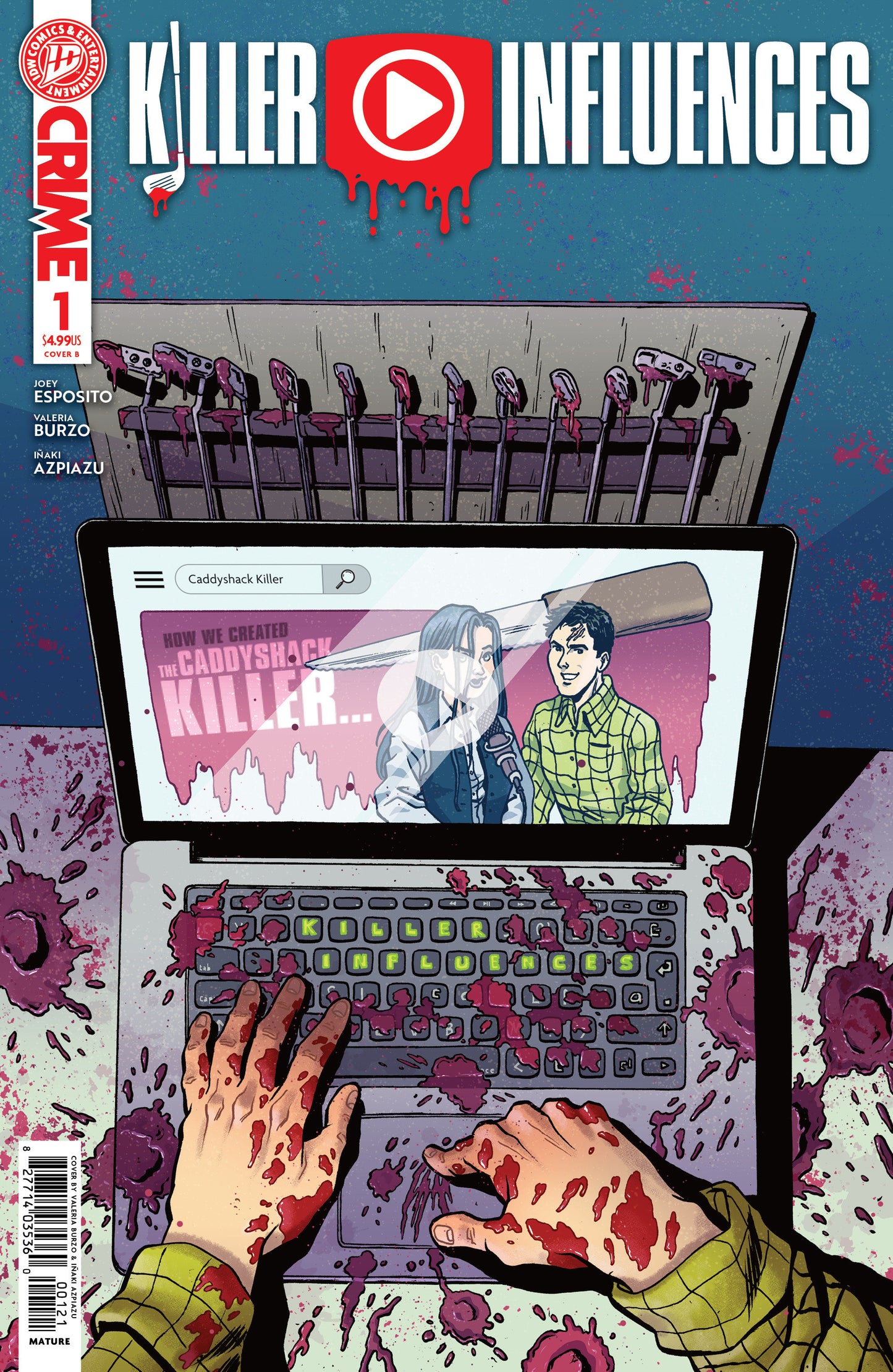 Killer Influences #1 Variant B (Burzo) ISBN: 82771403536000121 - FOC DATE: 5/24/26  - Release Date: 7/1/26