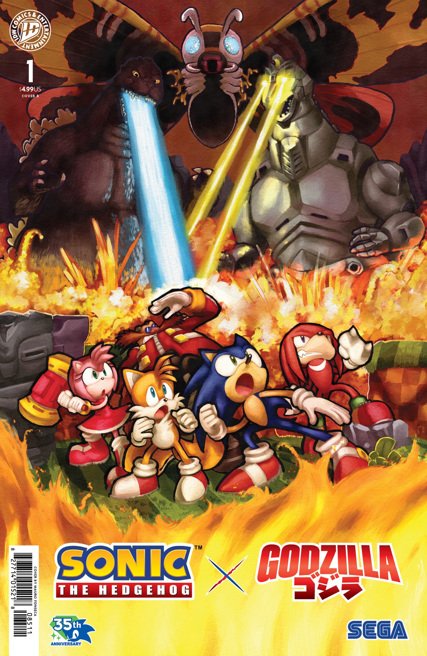 Sonic the Hedgehog x Godzilla #1 Variant B (Fonseca) ISBN: 82771403548300121 - FOC DATE: 6/7/26  - Release Date: 7/15/26